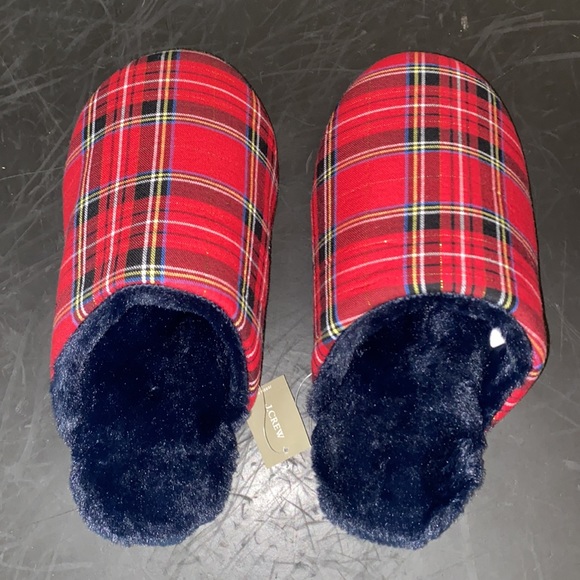 J.crew Sherpa-lined slippers in plaid NWT - Picture 5 of 7